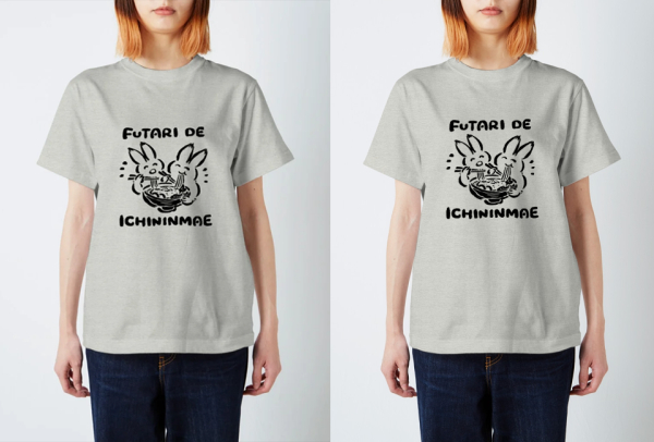 Tシャツのプリント位置の変更前・変更後の画像